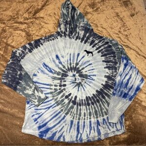 Victoria’s Secret PINK Tie-Dye Hoodie Blue Gray Long Sleeve Women’s Size M